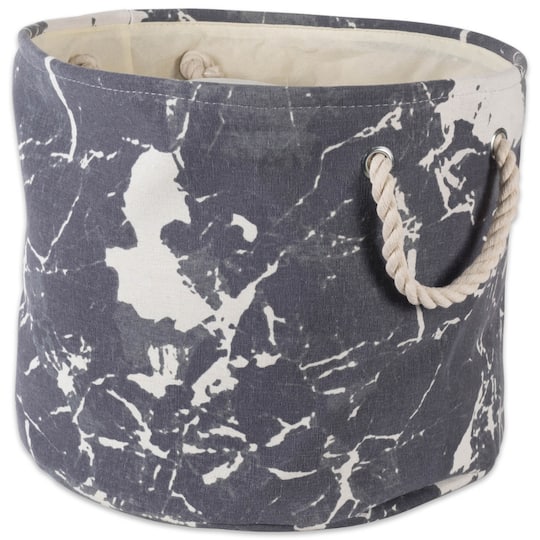DII® Medium Round Marble Black Polyester Bin